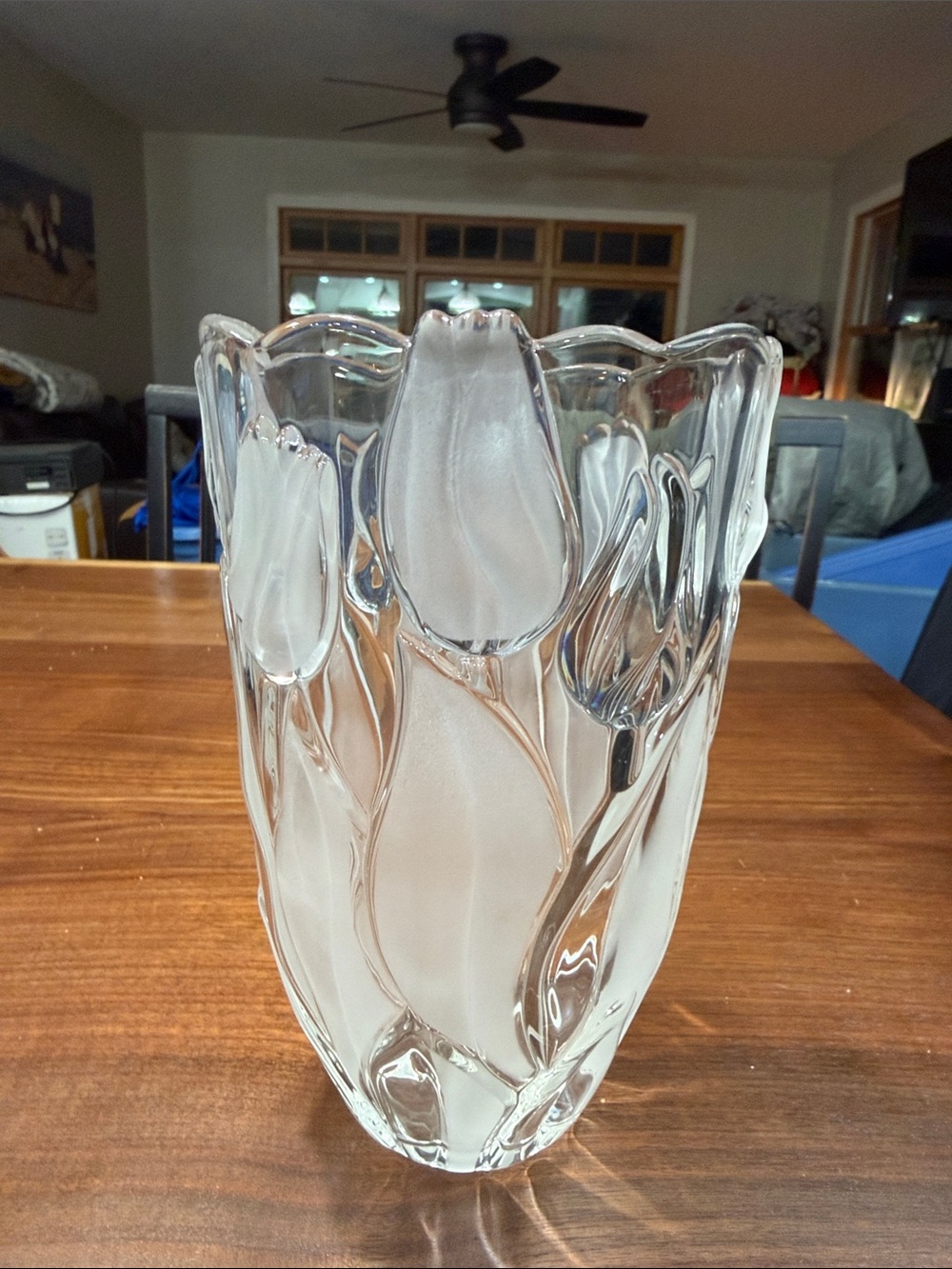 Mikasa Vintage Clear Tulip Relief Glass Vase